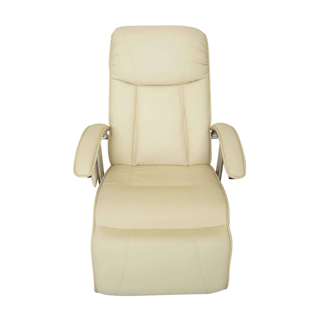 vidaXL Sillón de Masaje 10 Nodos Piel Sintética Blanco Crema - Image 1 of 2
