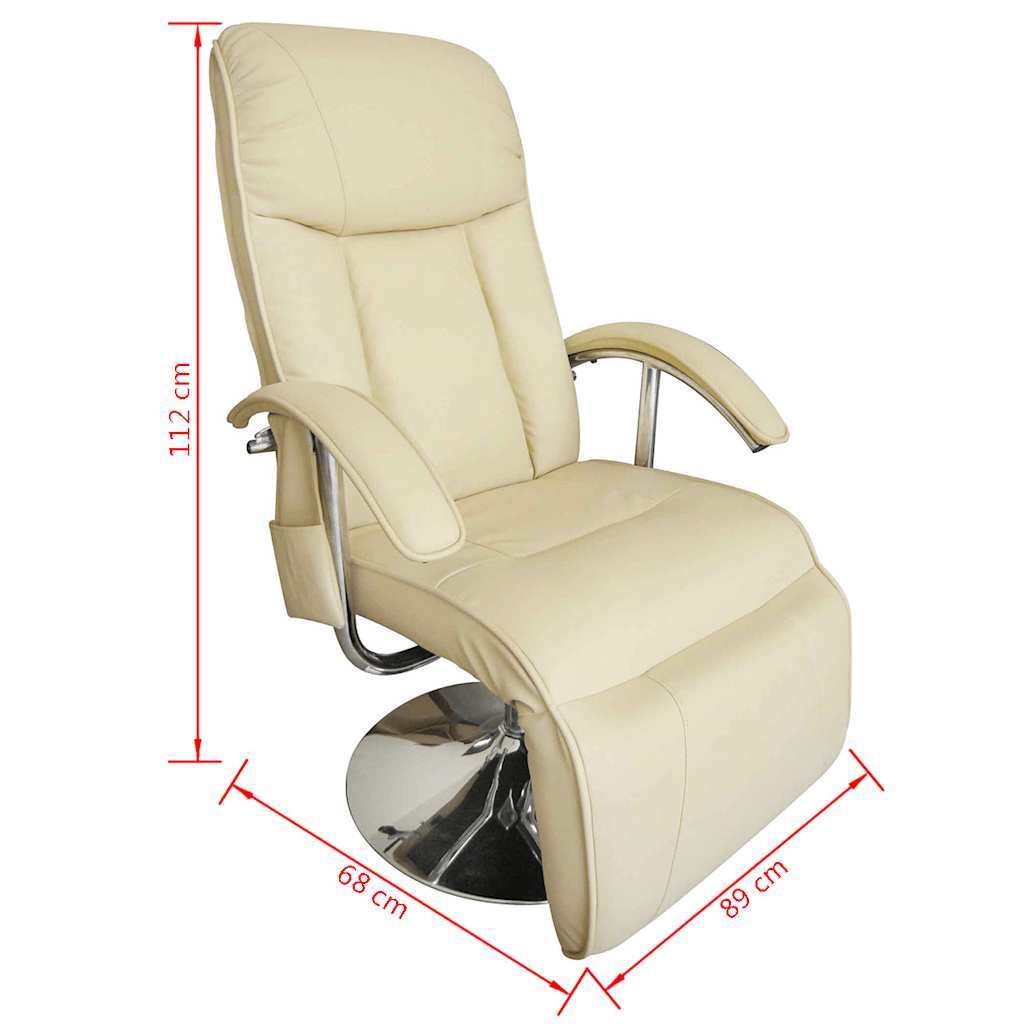 vidaXL Sillón de Masaje 10 Nodos Piel Sintética Blanco Crema - Image 2 of 2