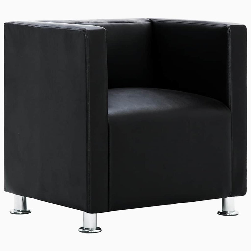 vidaXL Tub Chair, Artificial Leather, 110 kg Capacity, 71 x 54 x 69 cm, Black - Image 2 of 9