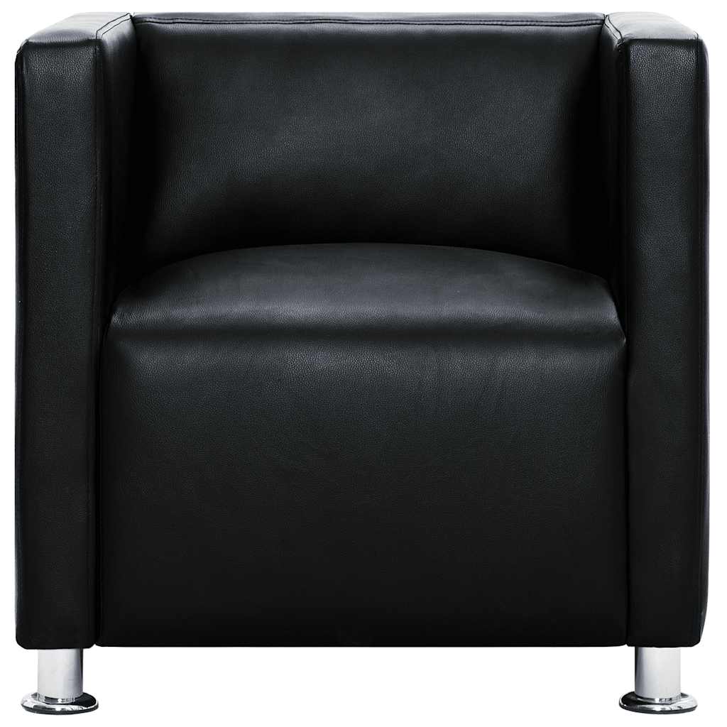 vidaXL Tub Chair, Artificial Leather, 110 kg Capacity, 71 x 54 x 69 cm, Black - Image 3 of 9