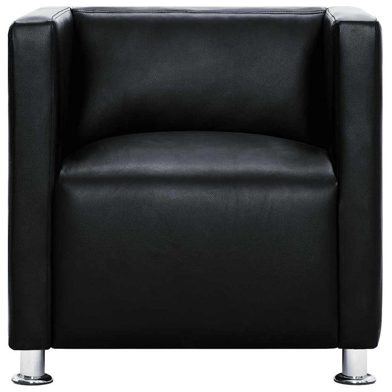 vidaXL Tub Chair, Artificial Leather, 110 kg Capacity, 71 x 54 x 69 cm, Black - Image 3 of 9