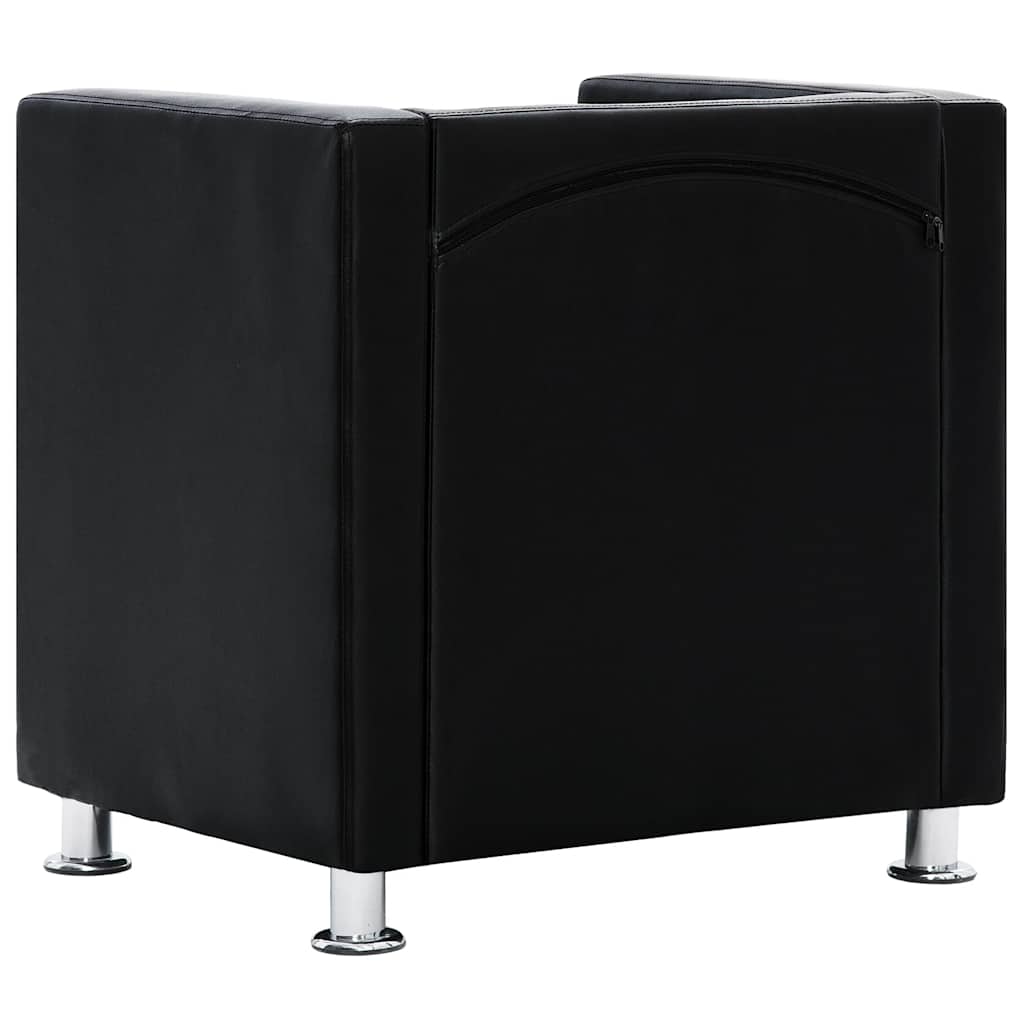vidaXL Tub Chair, Artificial Leather, 110 kg Capacity, 71 x 54 x 69 cm, Black - Image 4 of 9