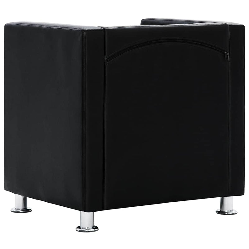 vidaXL Tub Chair, Artificial Leather, 110 kg Capacity, 71 x 54 x 69 cm, Black - Image 4 of 9