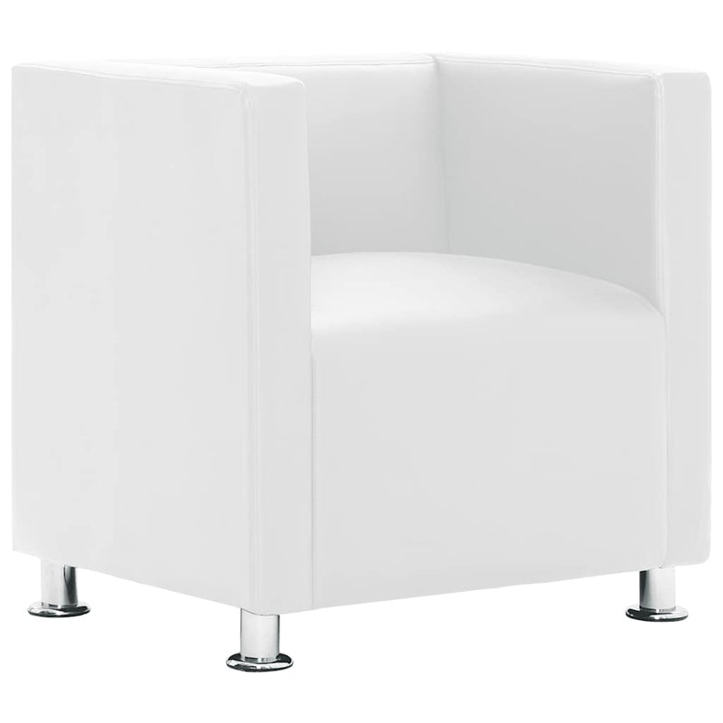 vidaXL Tub Armchair, Faux Leather, 71x54x69 cm, White - Image 2 of 9