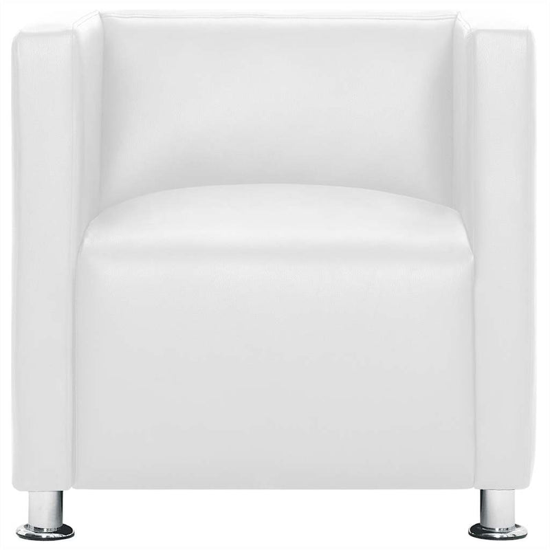 vidaXL Tub Armchair, Faux Leather, 71x54x69 cm, White - Image 3 of 9
