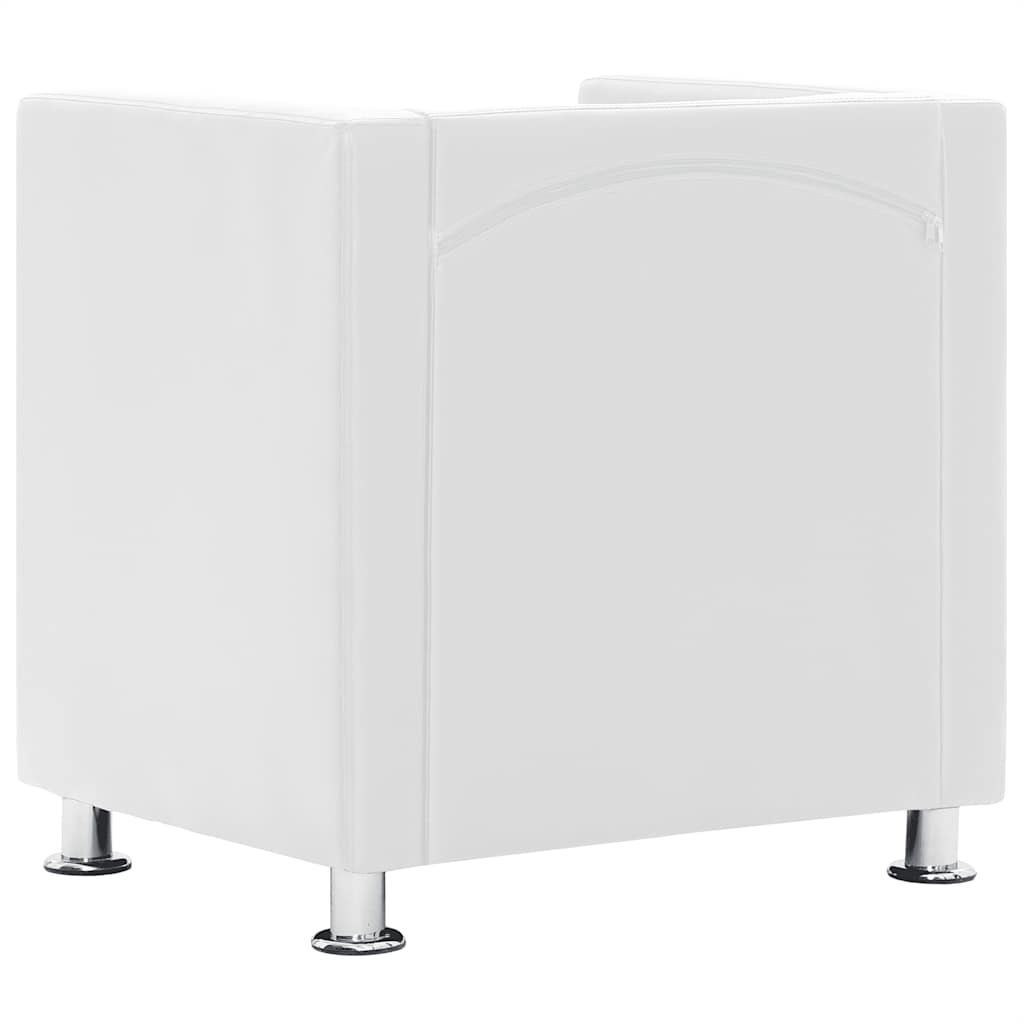 vidaXL Tub Armchair, Faux Leather, 71x54x69 cm, White - Image 4 of 9