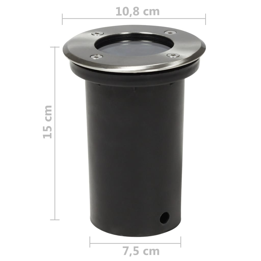 vidaXL Faretti Carrabili da Esterno 12 pz Rotondi IP67, Acciaio Inossidabile, Altezza 15 cm, Argento - Image 3 of 3