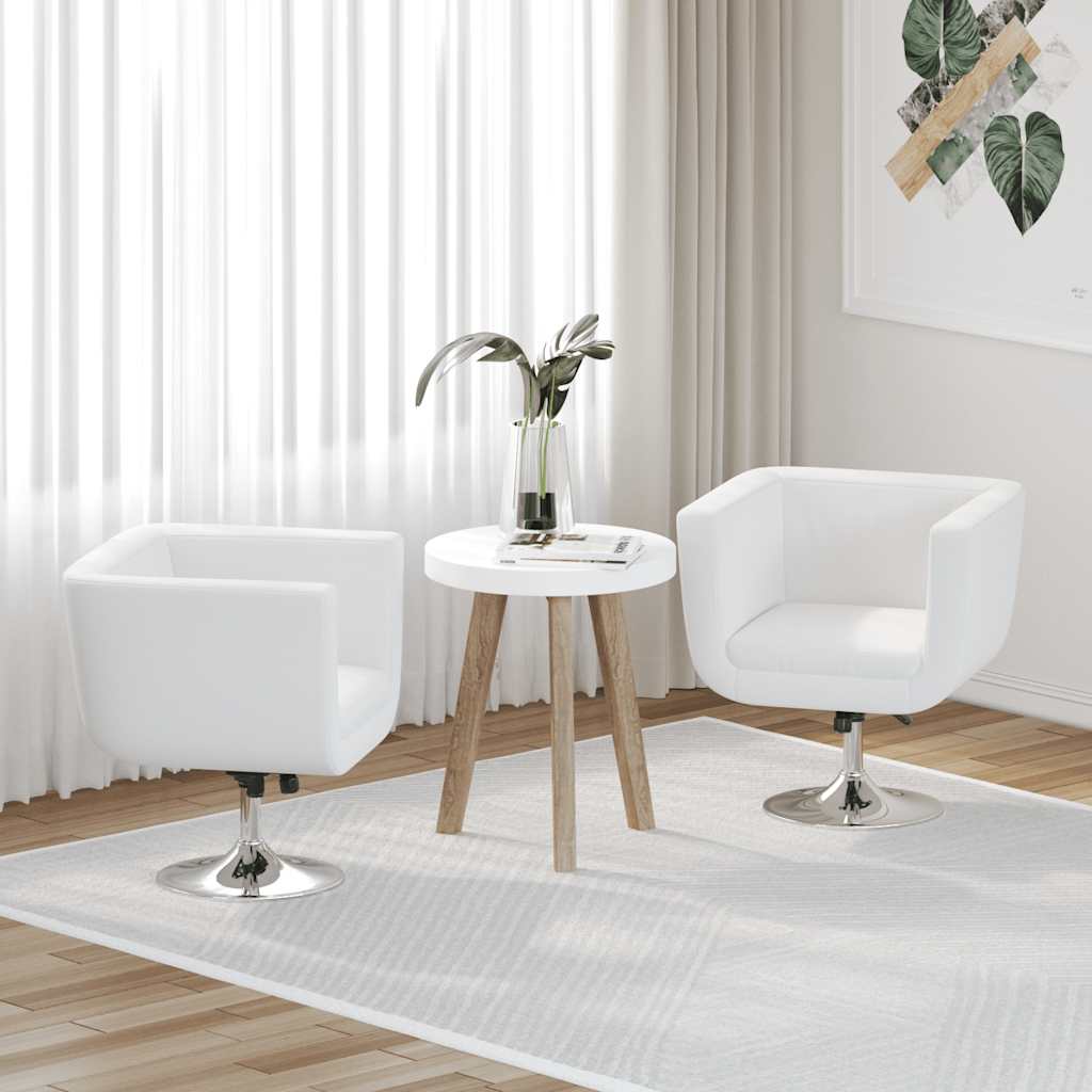 vidaXL Set de 2 Sillas de Bar Giratorias en Similpiel, Asiento 63 x 56 cm, Blanco - Image 1 of 10