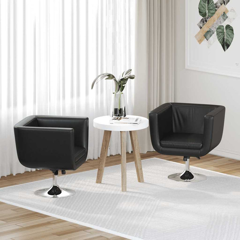 vidaXL Taburetes de Bar Set 2 pzs, Piel Artificial Negra, Altura 68-80 cm - Image 1 of 10