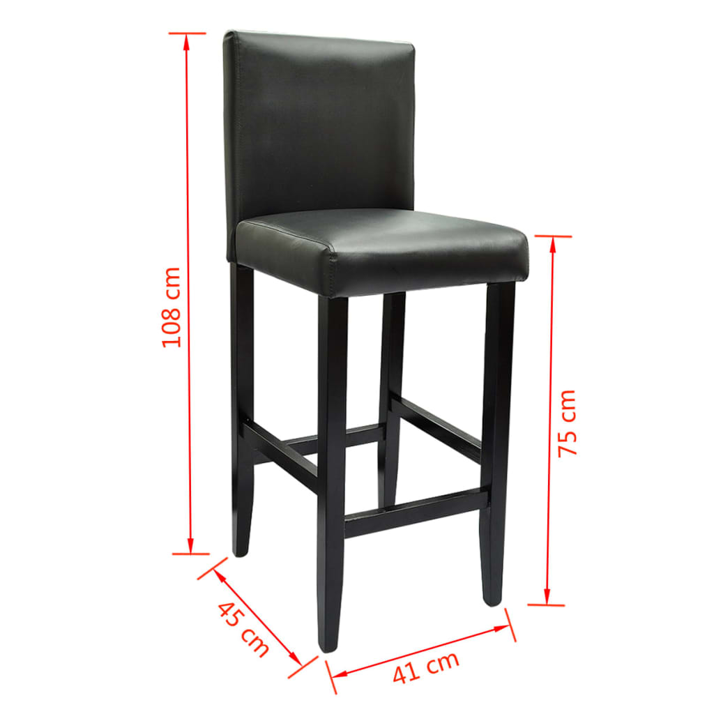 vidaXL Bar Stools 4 pcs Black Faux Leather - Image 7 of 13