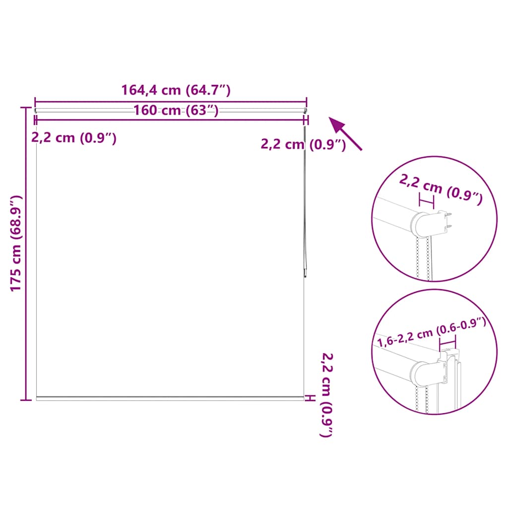 vidaXL Tenda a Rullo Oscurante con Rivestimento Termico 164,4 x 230 cm Beige - Image 31 of 32