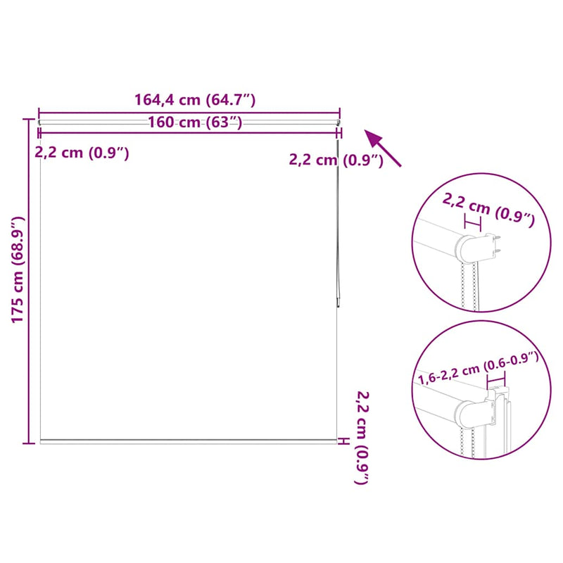 vidaXL Tenda a Rullo Oscurante con Rivestimento Termico 164,4 x 230 cm Beige - Image 31 of 32