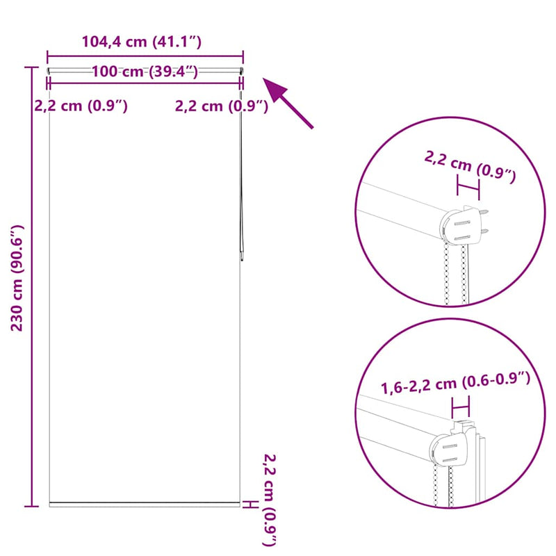 vidaXL Tenda a Rullo Oscurante 100% Poliestere 100 x 230 cm Bianco - Image 77 of 80