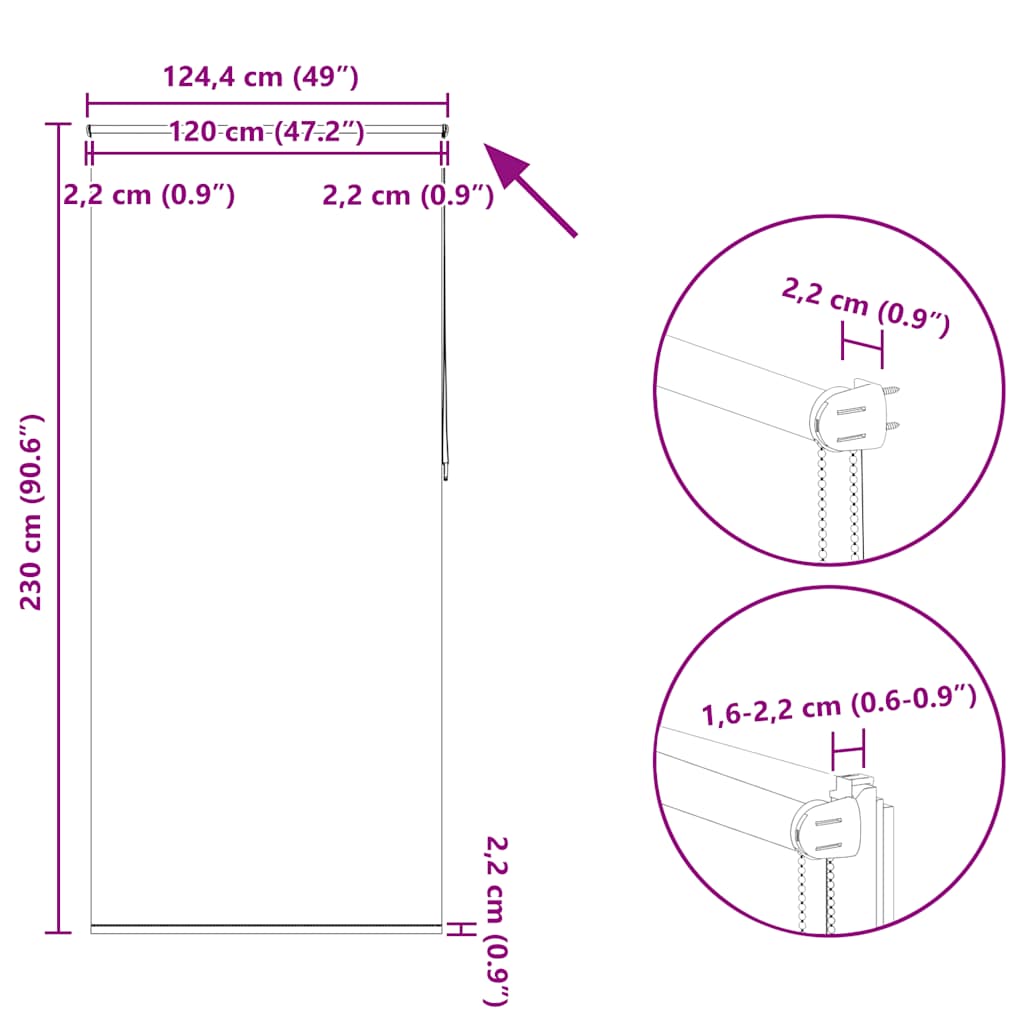 vidaXL Tenda a Rullo Oscurante 100% Poliestere con Rivestimento Termico 120 x 230 cm Beige - Image 63 of 64
