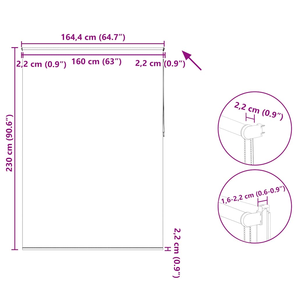 vidaXL Tenda a Rullo Oscurante con Rivestimento Termico 164,4 x 230 cm Beige - Image 32 of 32