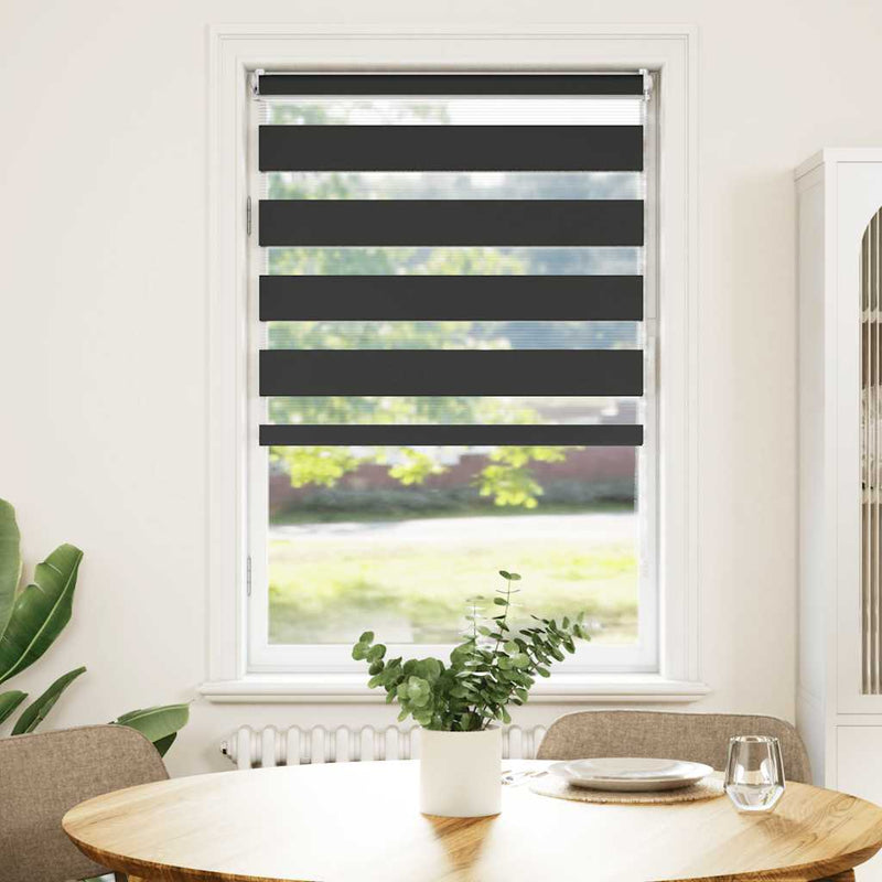 vidaXL Tenda a rullo zebra 90,9x150 cm Tessuto Larghezza 86,7 cm nero - Image 1 of 12
