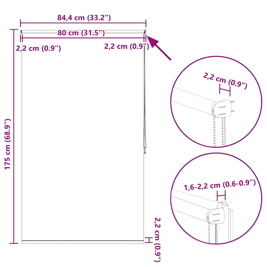 vidaXL Tenda a rullo oscurante, 80 x 175 cm, Poliestere, Bianco - Image 93 of 93
