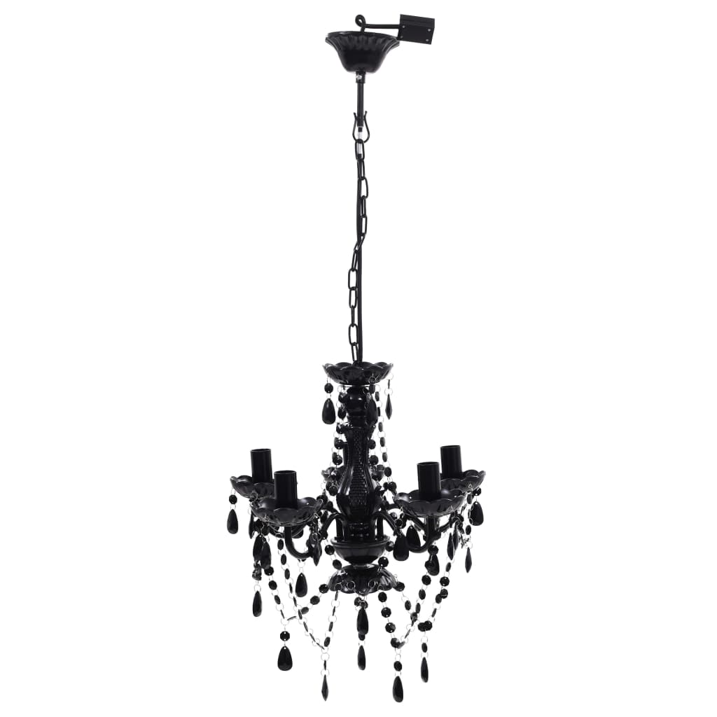 vidaXL Lampadario in Cristallo Artificiale 5 Lampadine 38 x 45 cm Nero - Image 1 of 6