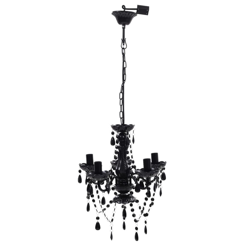 vidaXL Lampadario in Cristallo Artificiale 5 Lampadine 38 x 45 cm Nero - Image 1 of 6