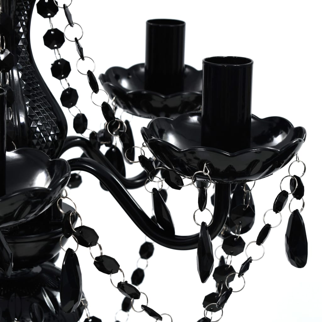 vidaXL Lampadario in Cristallo Artificiale 5 Lampadine 38 x 45 cm Nero - Image 3 of 6