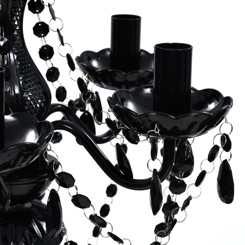 vidaXL Lampadario in Cristallo Artificiale 5 Lampadine 38 x 45 cm Nero - Image 3 of 6