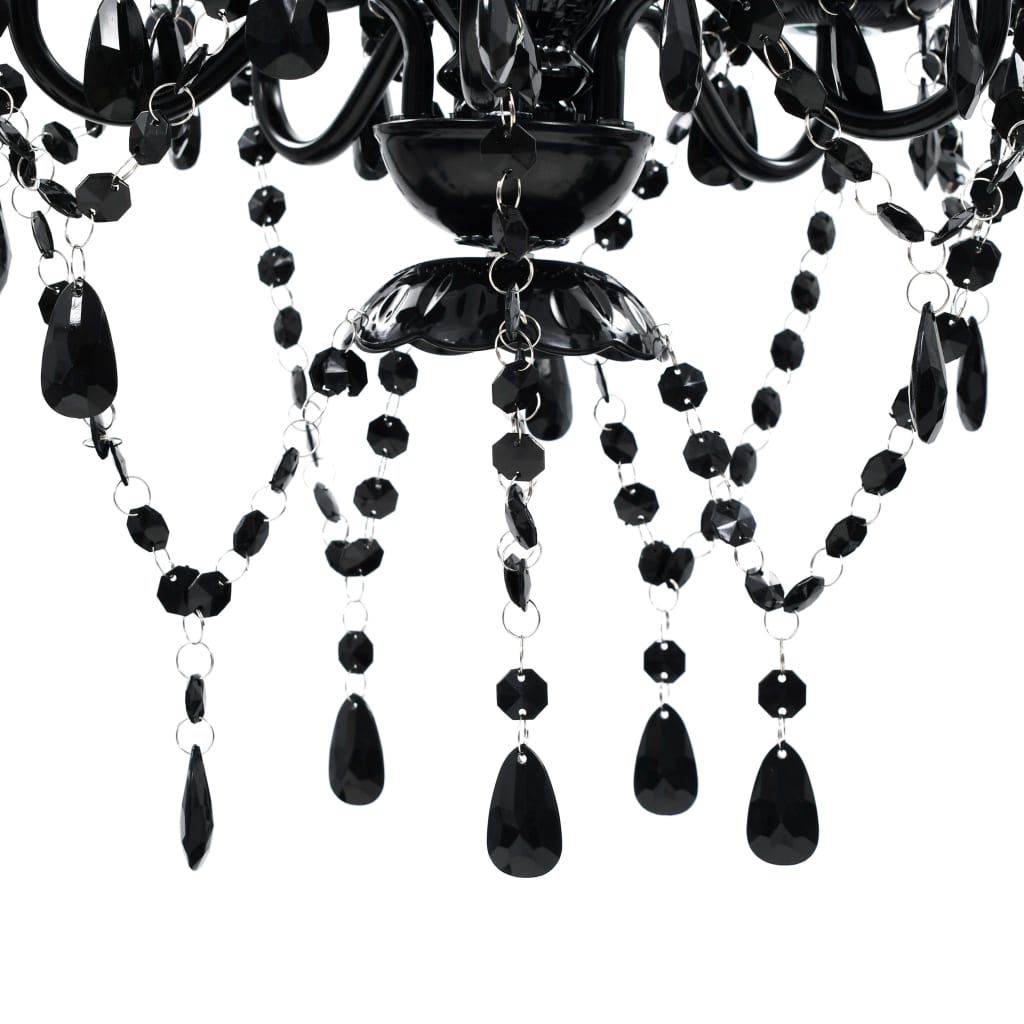 vidaXL Lampadario in Cristallo Artificiale 5 Lampadine 38 x 45 cm Nero - Image 4 of 6