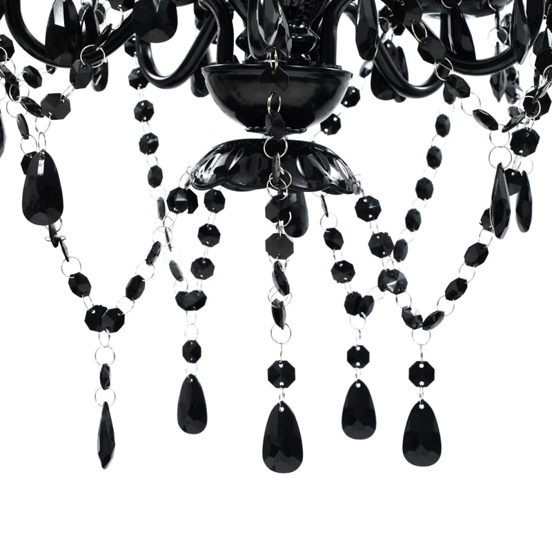 vidaXL Lampadario in Cristallo Artificiale 5 Lampadine 38 x 45 cm Nero - Image 4 of 6