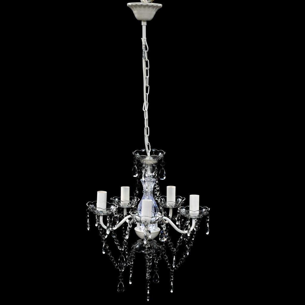 vidaXL Lampadario a 5 Lampadine in Vetro Artificiale, Ø 40 cm, Trasparente - Image 1 of 7