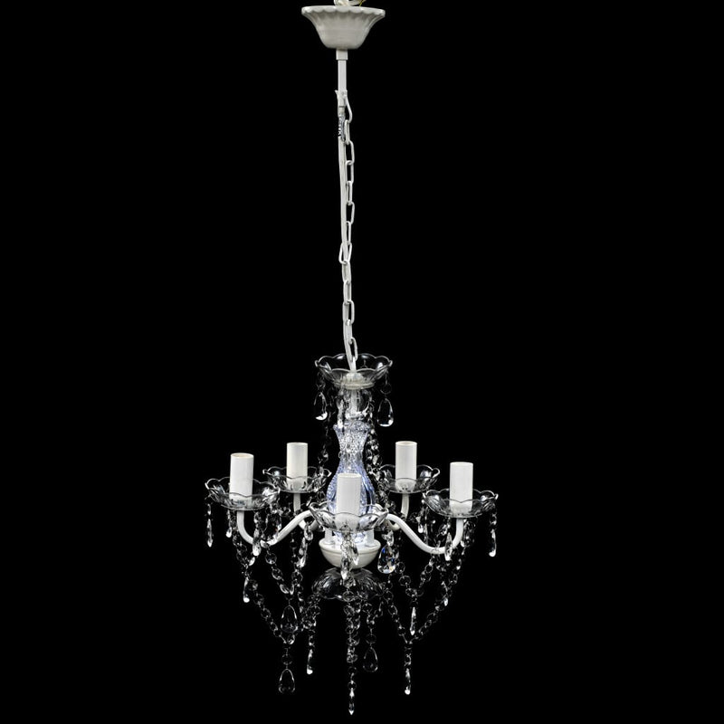 vidaXL Lampadario a 5 Lampadine in Vetro Artificiale, Ø 40 cm, Trasparente - Image 1 of 7