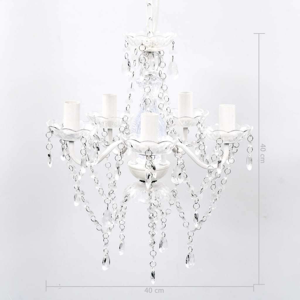 vidaXL Lampadario a 5 Lampadine in Vetro Artificiale, Ø 40 cm, Trasparente - Image 7 of 7
