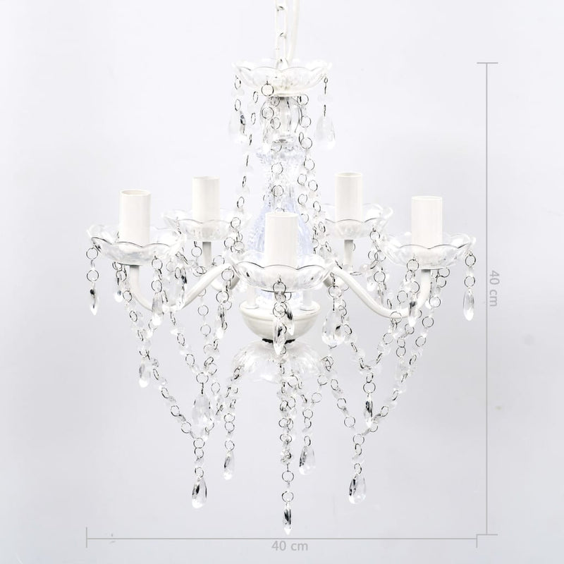 vidaXL Lampadario a 5 Lampadine in Vetro Artificiale, Ø 40 cm, Trasparente - Image 7 of 7