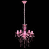 vidaXL Lampadario 5 Lampadine in Cristallo Artificiale D38cm H40cm Rosa - Image 1 of 7