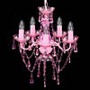vidaXL Lampadario 5 Lampadine in Cristallo Artificiale D38cm H40cm Rosa - Image 2 of 7