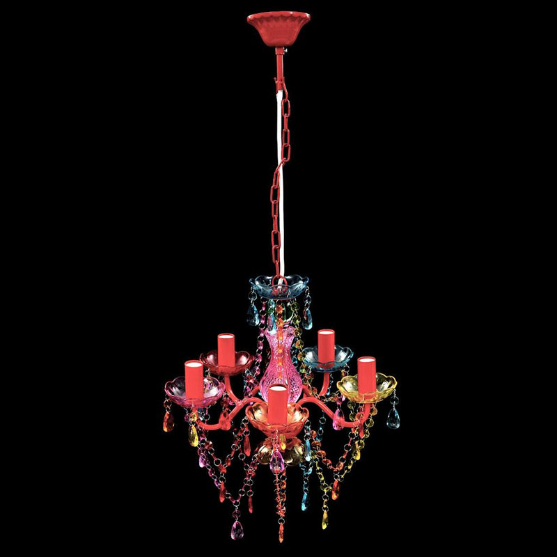 Lampadario di Design Multicolore in Cristallo Artificiale a 5 Luci - Image 1 of 7