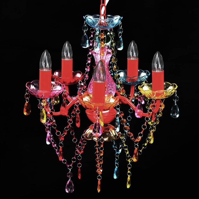 Lampadario di Design Multicolore in Cristallo Artificiale a 5 Luci - Image 2 of 7