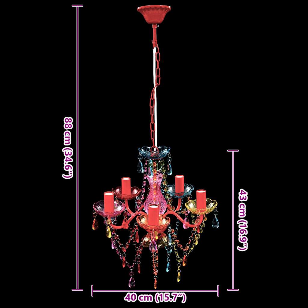 Lampadario di Design Multicolore in Cristallo Artificiale a 5 Luci - Image 7 of 7