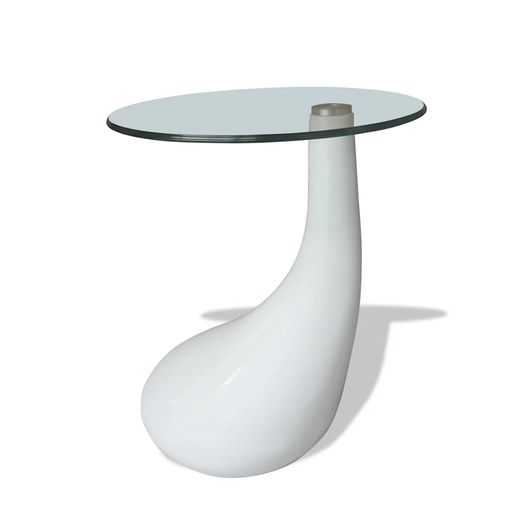 vidaXL Tavolino da Salotto con Ripiano Ovale in Vetro Bianco Lucido - Image 2 of 6