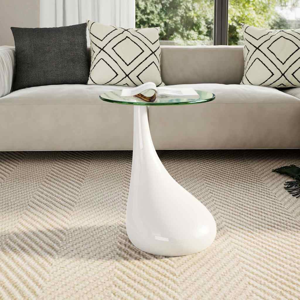 vidaXL Tavolino da Salotto con Ripiano Ovale in Vetro Bianco Lucido - Image 3 of 6