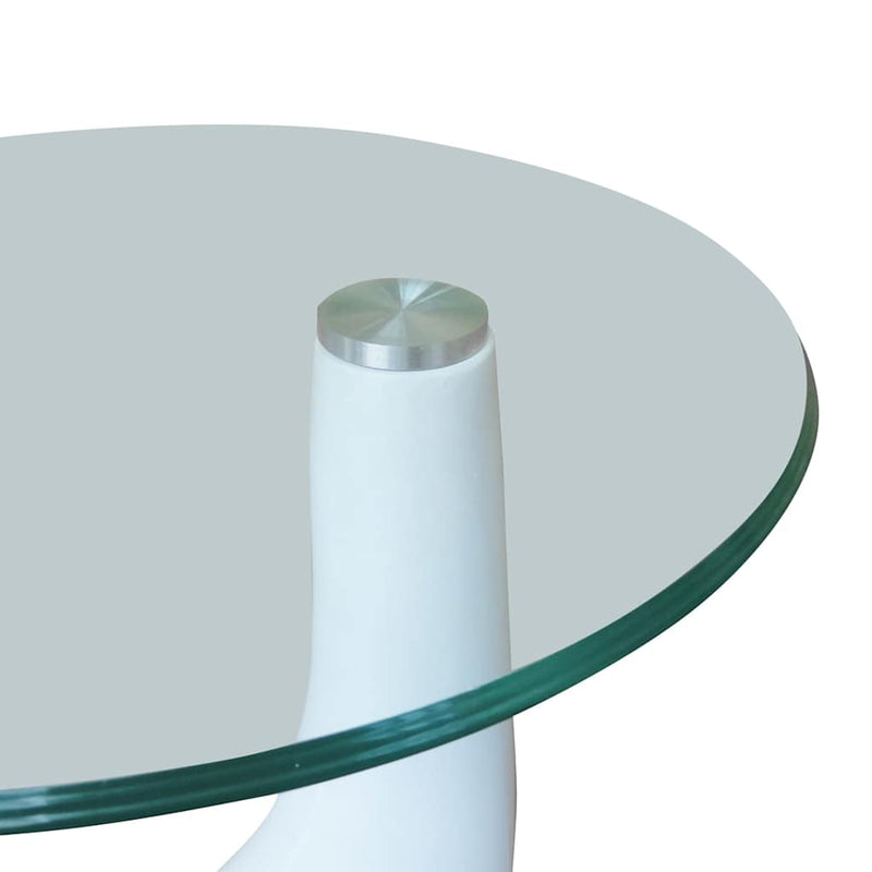 vidaXL Tavolino da Salotto con Ripiano Ovale in Vetro Bianco Lucido - Image 5 of 6
