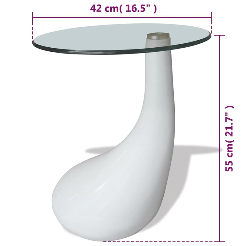vidaXL Tavolino da Salotto con Ripiano Ovale in Vetro Bianco Lucido - Image 6 of 6
