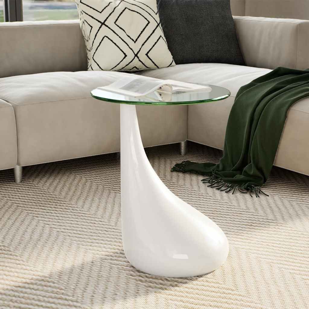vidaXL Tavolino da Salotto con Ripiano Ovale in Vetro Bianco Lucido - Image 1 of 6