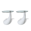Set 2 Tavolini da Salotto Vetro e Fibra di Vetro Ø42 cm Bianco Lucido - immagine 4 | SolPatio - Image 4 of 10