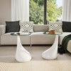 Set 2 Tavolini da Salotto Vetro e Fibra di Vetro Ø42 cm Bianco Lucido - immagine 5 | SolPatio - Image 5 of 10