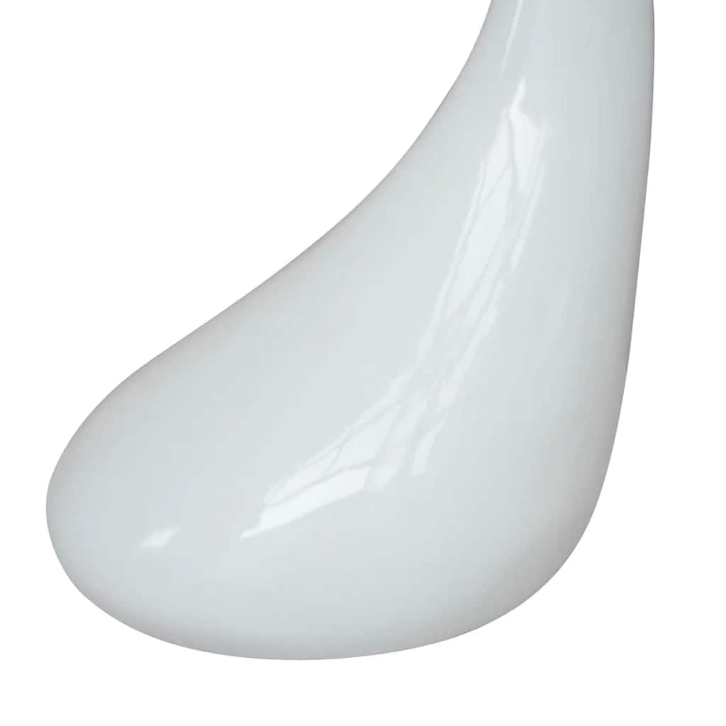 Set 2 Tavolini da Salotto Vetro e Fibra di Vetro Ø42 cm Bianco Lucido - immagine 7 | SolPatio - Image 7 of 10