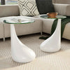 Set 2 Tavolini da Salotto Vetro e Fibra di Vetro Ø42 cm Bianco Lucido - immagine 1 | SolPatio - Image 1 of 10
