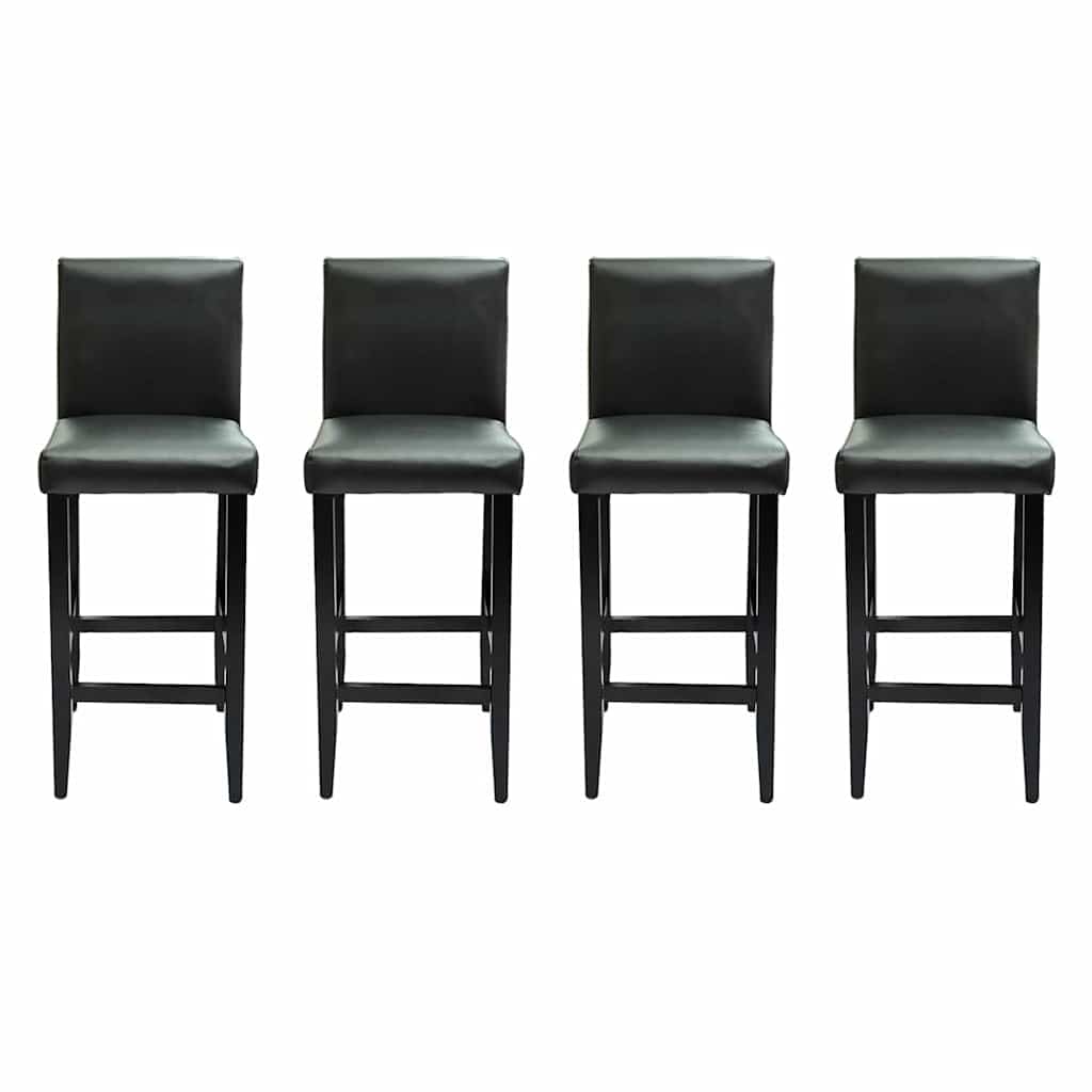vidaXL Bar Stools 4 pcs Black Faux Leather - Image 5 of 13