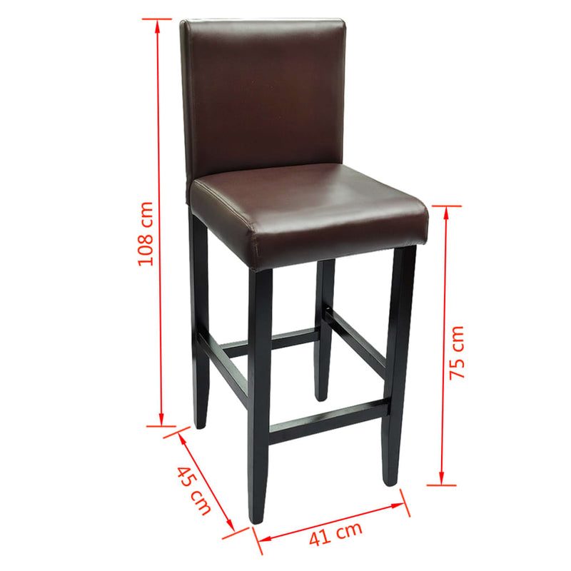 vidaXL Taburetes de Bar 4 pzs Marrón Oscuro de Polipiel - Image 7 of 8