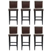 vidaXL 6 pcs Bar Stools Dark Brown Faux Leather - Image 3 of 8