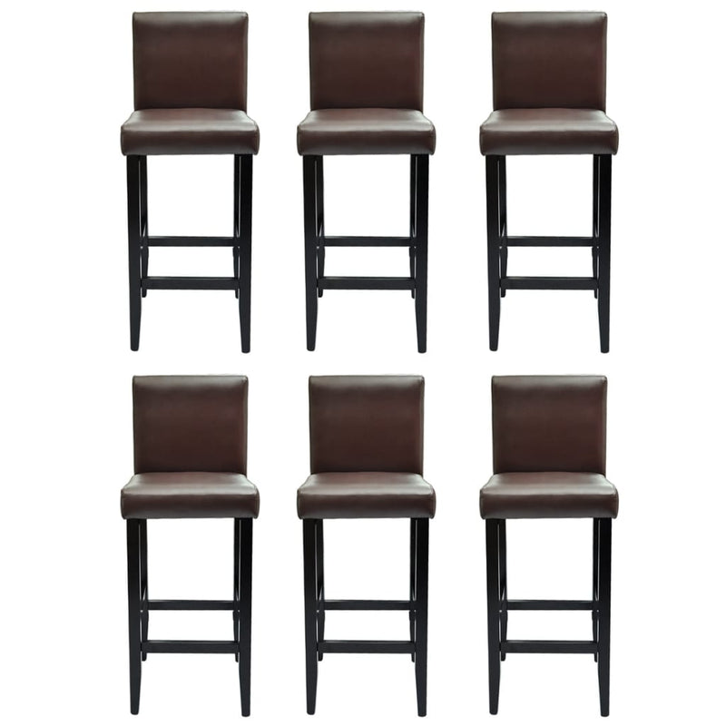 vidaXL 6 pcs Bar Stools Dark Brown Faux Leather - Image 3 of 8