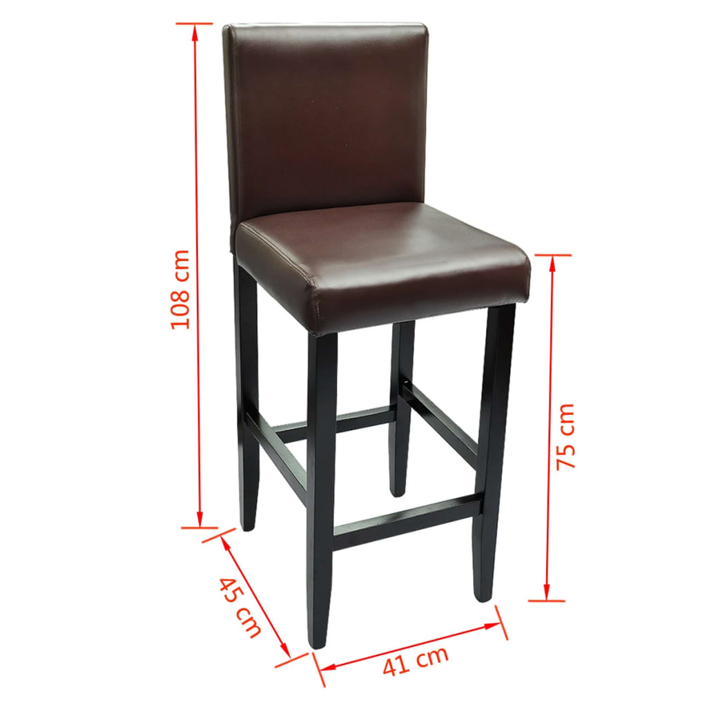 vidaXL 6 pcs Bar Stools Dark Brown Faux Leather - Image 8 of 8